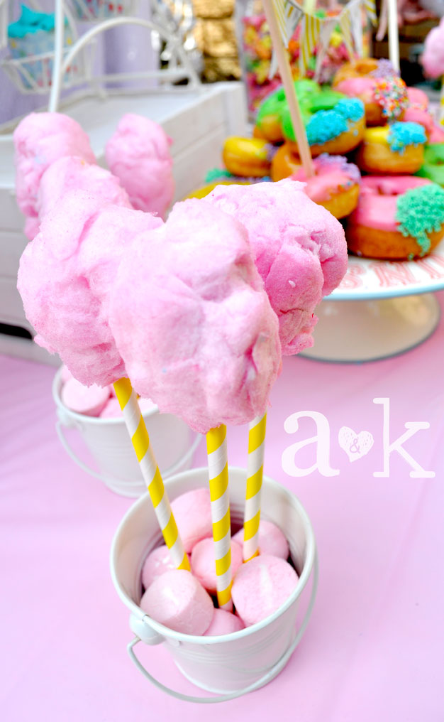 Pastel Carnival Party by A&K Lolly Buffet | Fairy Floss on paper straws