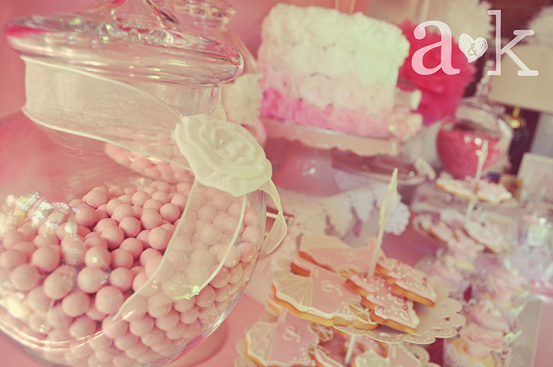 Pink Chocolate Sixlets in Apothecary Glass lolly Jar with ribbon & rosette.