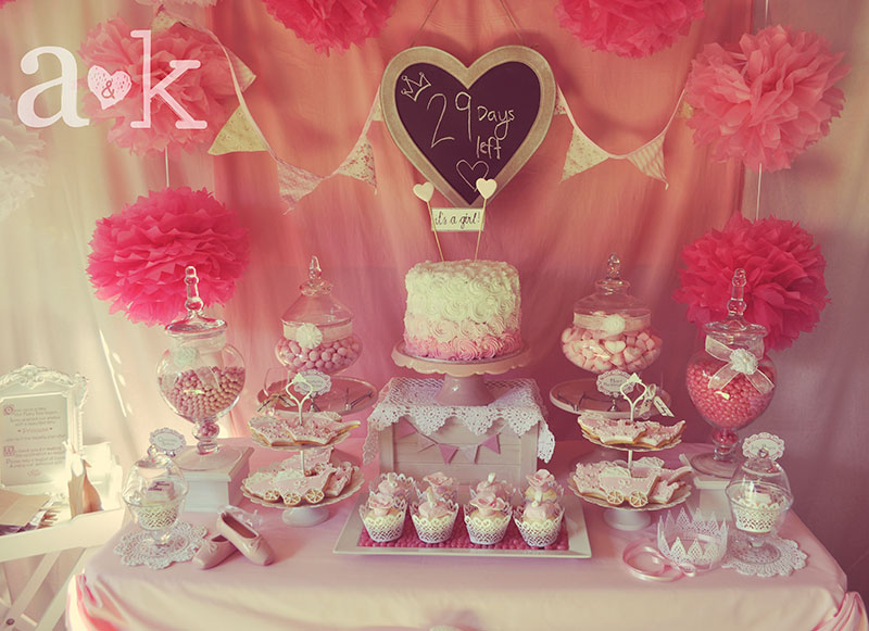 Nicole's Vintage Fairytale Pink Baby Shower Dessert Table
